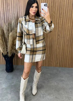 Conjunto Paris Xadrez Flanelado Caramelo